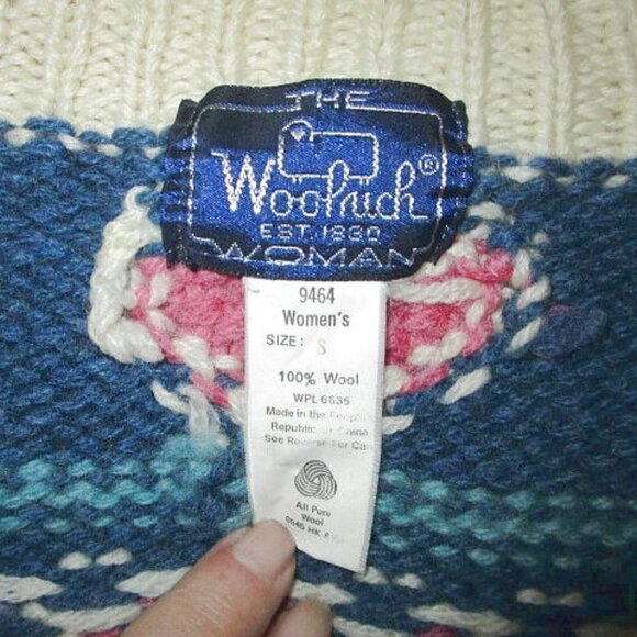 Vtg Woolrich Cardigan Womens Size S Wool Mock Neck Fair Isle Colorful Sweater EC - Picture 5 of 10